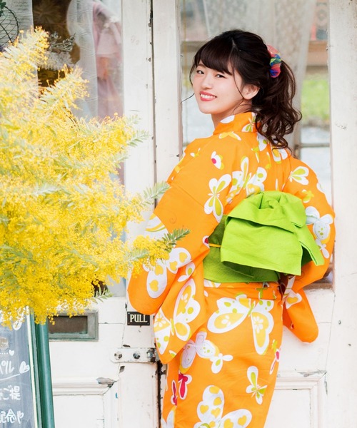 kimonomachi（キモノマチ）の「レディース 浴衣帯 兵児帯 日本製 KIMONOMACHI オリジナル　ビビットカラー（浴衣・レディース・パープル/レッド/イエロー/ブルー/グリーン・FREE）」の2枚目の写真