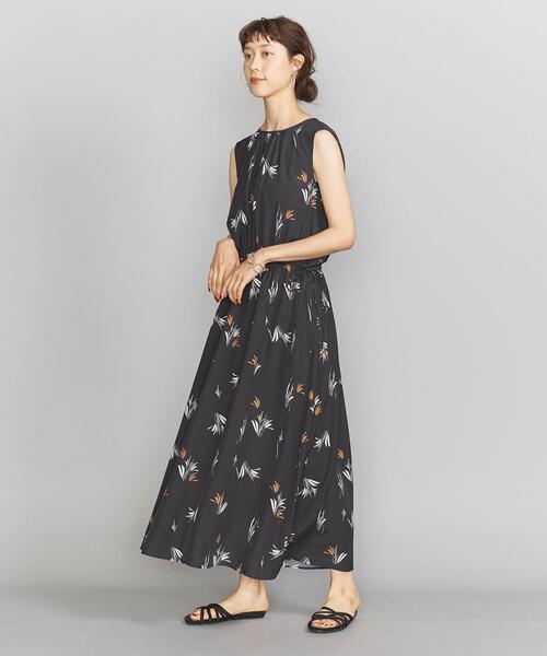 フラワープリント ノースリーブ マキシドレス アプワイザーリッシェ花