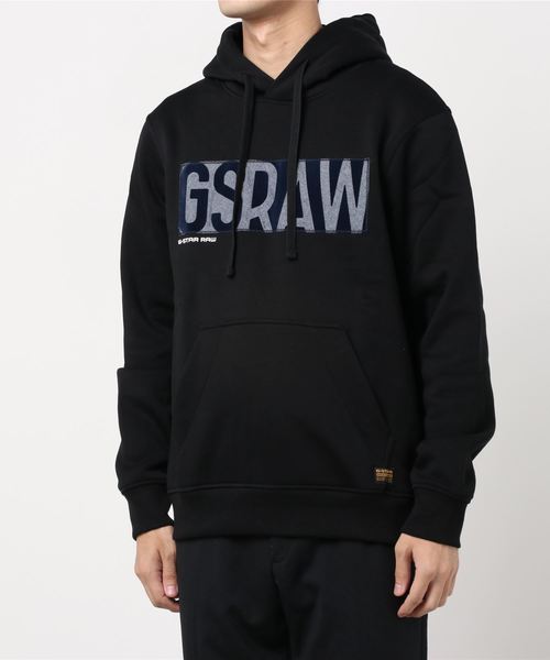 G-STAR（ジースター）の「Applique Logo Hooded Sweater（パーカー・メンズ・ダークブラック/オフホワイト・MEDIUM/LARGE/SMALL/X-LARGE/X-SMALL）」の6枚目の写真