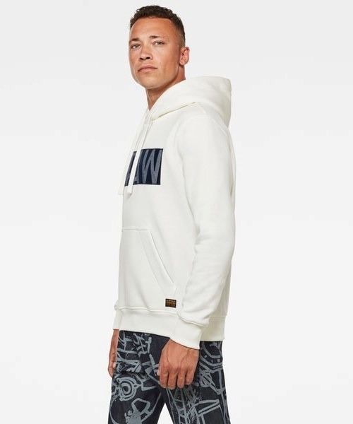 G-STAR（ジースター）の「Applique Logo Hooded Sweater（パーカー・メンズ・ダークブラック/オフホワイト・MEDIUM/LARGE/SMALL/X-LARGE/X-SMALL）」の11枚目の写真