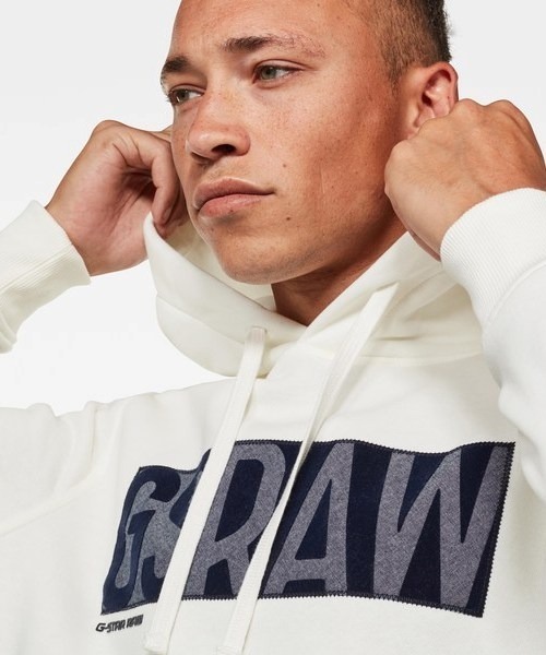 G-STAR（ジースター）の「Applique Logo Hooded Sweater（パーカー・メンズ・ダークブラック/オフホワイト・MEDIUM/LARGE/SMALL/X-LARGE/X-SMALL）」の9枚目の写真