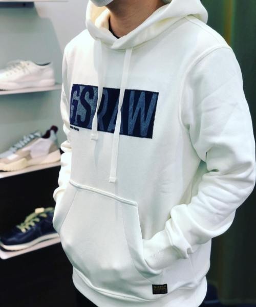 G-STAR（ジースター）の「Applique Logo Hooded Sweater（パーカー・メンズ・ダークブラック/オフホワイト・MEDIUM/LARGE/SMALL/X-LARGE/X-SMALL）」の12枚目の写真