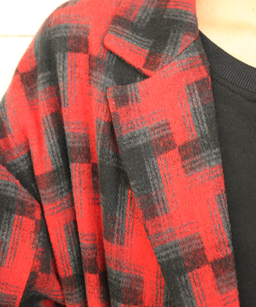 mystic（ミスティック）の「チェックロングチェスターコート（チェスターコート・レディース・ブラック/チャコールグレー/レッド・FREE）」の4枚目の写真