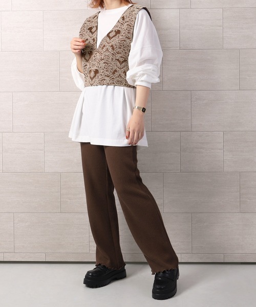 PairPair（ペアペア）の「ゴブランビスチェ×ロンＴセット（Tシャツ/カットソー・レディース・ブラウン/ブルー・FREE）」の17枚目の写真