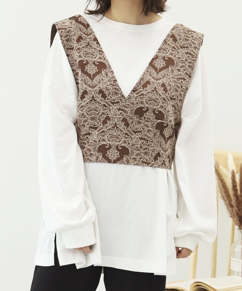 PairPair（ペアペア）の「ゴブランビスチェ×ロンＴセット（Tシャツ/カットソー・レディース・ブラウン/ブルー・FREE）」の22枚目の写真