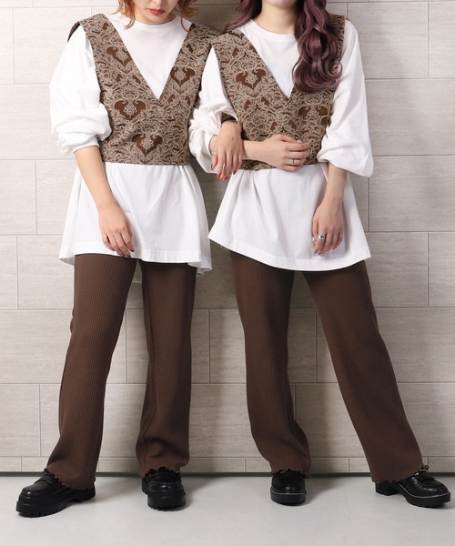 PairPair（ペアペア）の「ゴブランビスチェ×ロンＴセット（Tシャツ/カットソー・レディース・ブラウン/ブルー・FREE）」の21枚目の写真