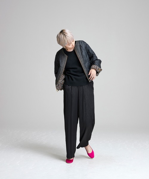 NOISE MAKER(ノイズメーカー)の「Peacock pattern Wide pants/クジャク柄ジャガード織ワイドパンツ(その他パンツ・レディース・ブラック/レッド・36/38)」の8枚目の写真