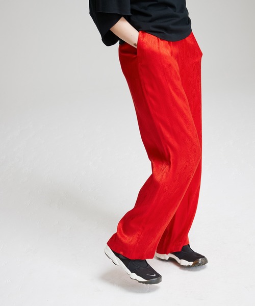 NOISE MAKER(ノイズメーカー)の「Peacock pattern Wide pants/クジャク柄ジャガード織ワイドパンツ(その他パンツ・レディース・ブラック/レッド・36/38)」の22枚目の写真