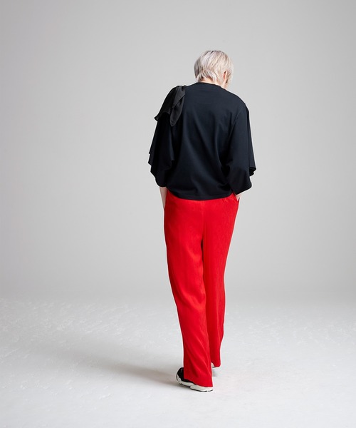 NOISE MAKER(ノイズメーカー)の「Peacock pattern Wide pants/クジャク柄ジャガード織ワイドパンツ(その他パンツ・レディース・ブラック/レッド・36/38)」の9枚目の写真