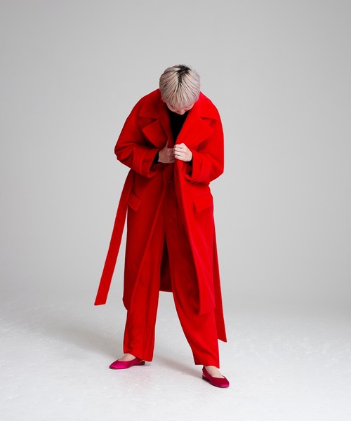 NOISE MAKER(ノイズメーカー)の「Peacock pattern Wide pants/クジャク柄ジャガード織ワイドパンツ(その他パンツ・レディース・ブラック/レッド・36/38)」の7枚目の写真