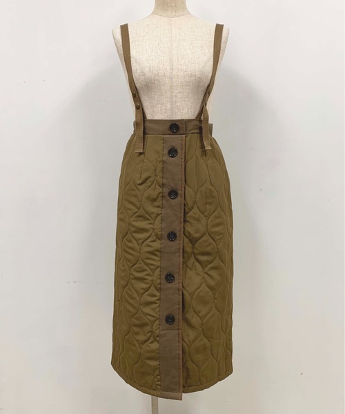 PICCIN（ピッチン）の「肩ひも付きキルトスカート（スカート・レディース・ブラック/ベージュ/カーキ・M/L）」の5枚目の写真