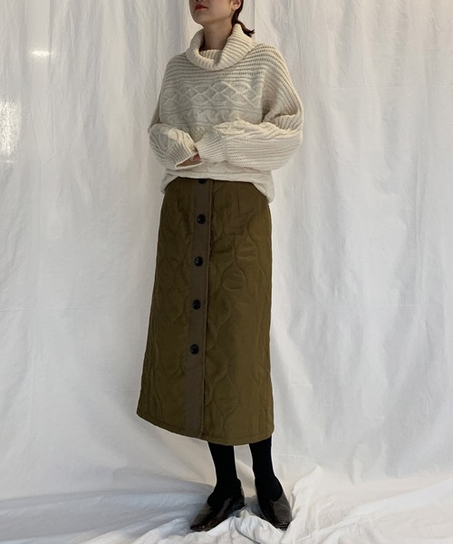 PICCIN（ピッチン）の「肩ひも付きキルトスカート（スカート・レディース・ブラック/ベージュ/カーキ・M/L）」の10枚目の写真