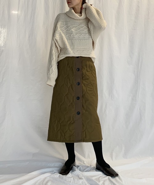 PICCIN（ピッチン）の「肩ひも付きキルトスカート（スカート・レディース・ブラック/ベージュ/カーキ・M/L）」の16枚目の写真