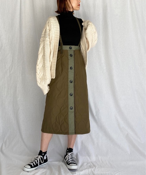 PICCIN（ピッチン）の「肩ひも付きキルトスカート（スカート・レディース・ブラック/ベージュ/カーキ・M/L）」の22枚目の写真