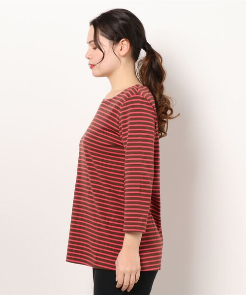 BELLUNA PLUS(ベルーナ)の「ポンチ素材ボーダープルオーバー(七分袖)(Tシャツ/カットソー・レディース・ブラック/ホワイト×ブルー/パープル系その他/オレンジ系その他・MEDIUM/LARGE/X-LARGE)」の8枚目の写真