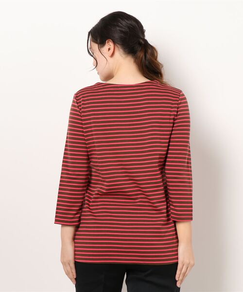 BELLUNA PLUS(ベルーナ)の「ポンチ素材ボーダープルオーバー(七分袖)(Tシャツ/カットソー・レディース・ブラック/ホワイト×ブルー/パープル系その他/オレンジ系その他・MEDIUM/LARGE/X-LARGE)」の6枚目の写真
