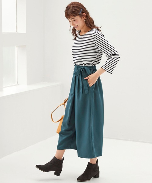 BELLUNA PLUS(ベルーナ)の「ポンチ素材ボーダープルオーバー(七分袖)(Tシャツ/カットソー・レディース・ブラック/ホワイト×ブルー/パープル系その他/オレンジ系その他・MEDIUM/LARGE/X-LARGE)」の11枚目の写真