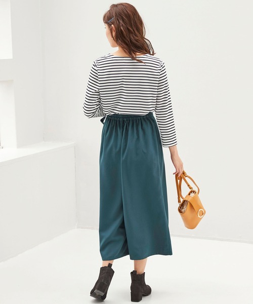 BELLUNA PLUS(ベルーナ)の「ポンチ素材ボーダープルオーバー(七分袖)(Tシャツ/カットソー・レディース・ブラック/ホワイト×ブルー/パープル系その他/オレンジ系その他・MEDIUM/LARGE/X-LARGE)」の12枚目の写真