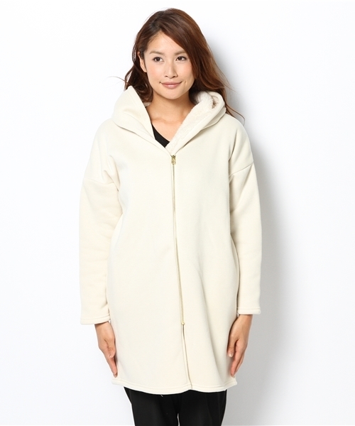 DISCOAT（ディスコート）の「【Discoat】裏ボアビッグフードパーカー（パーカー・レディース・クリーム/グレー/ネイビー・ﾌﾘ-）」の8枚目の写真