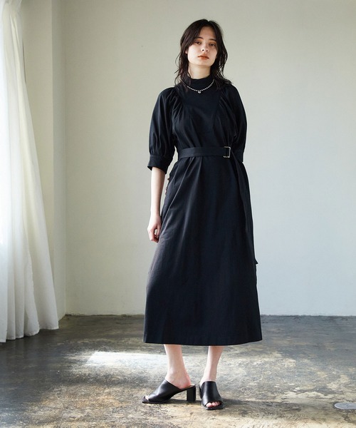 UNITED TOKYO（ユナイテッドトウキョウ）の「バブルスリーブロングワンピース（ワンピース・レディース・ブラック/ベージュ・FREE）」の13枚目の写真