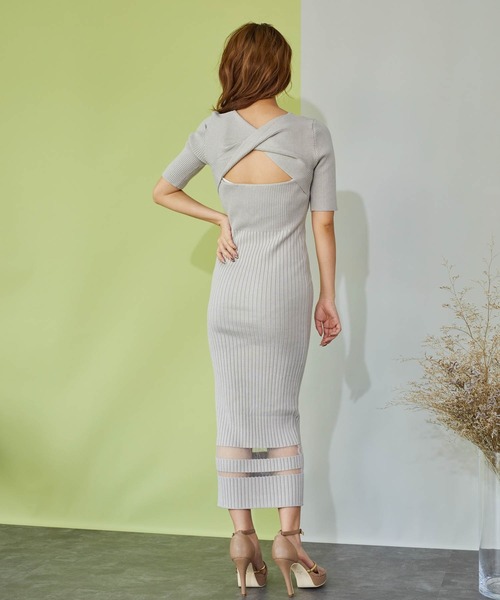 LIPSERVICE（リップサービス）の「シアーラインバックツイストリブワンピース（ワンピース・レディース・ブラック/ベージュ/アイボリー・FREE）」の6枚目の写真