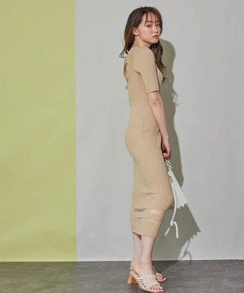 LIPSERVICE（リップサービス）の「シアーラインバックツイストリブワンピース（ワンピース・レディース・ブラック/ベージュ/アイボリー・FREE）」の9枚目の写真