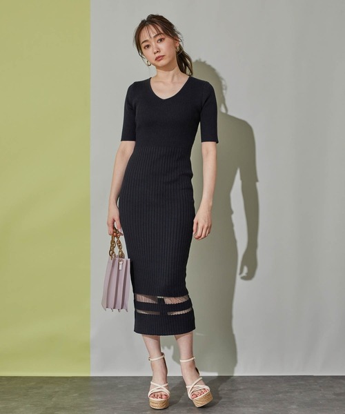LIPSERVICE（リップサービス）の「シアーラインバックツイストリブワンピース（ワンピース・レディース・ブラック/ベージュ/アイボリー・FREE）」の12枚目の写真