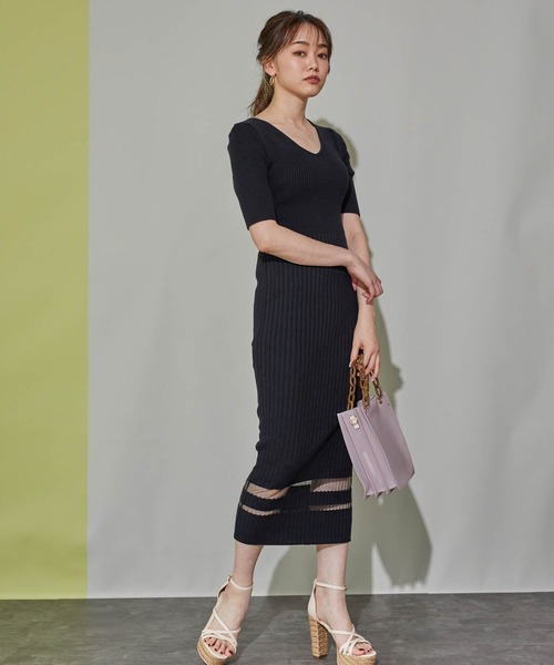 LIPSERVICE（リップサービス）の「シアーラインバックツイストリブワンピース（ワンピース・レディース・ブラック/ベージュ/アイボリー・FREE）」の14枚目の写真