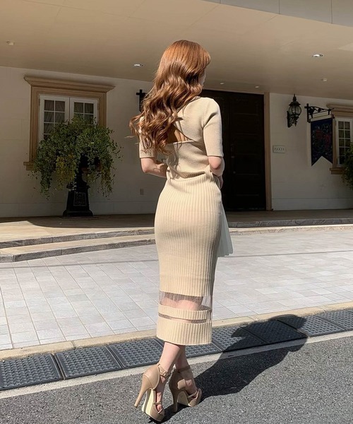 LIPSERVICE（リップサービス）の「シアーラインバックツイストリブワンピース（ワンピース・レディース・ブラック/ベージュ/アイボリー・FREE）」の18枚目の写真