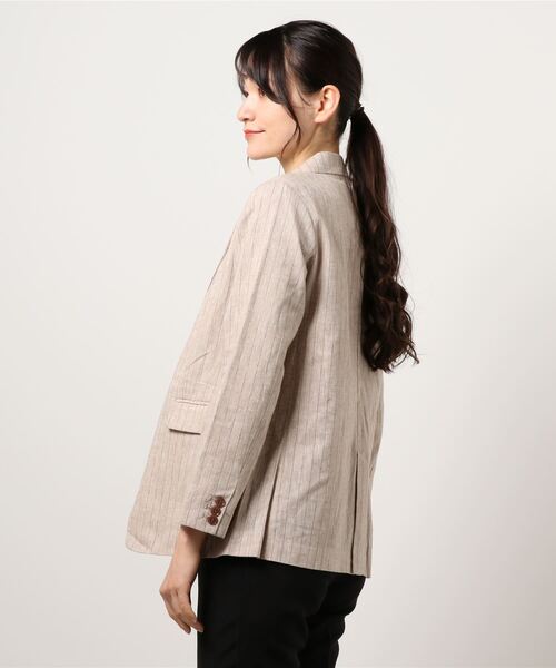 Te chichi（テチチ）の「麻混テーラードジャケット（テーラードジャケット・レディース・キナリ/ネイビー/ベージュ・MEDIUM）」の5枚目の写真