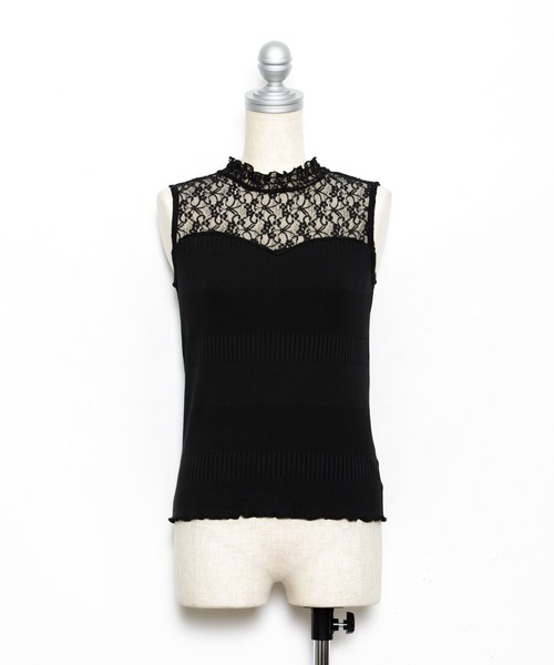 AS KNOW AS PINKY（アズノゥアズピンキー）の「ランダム☆ハイネックノースリーブ（タンクトップ・レディース・ブラック/オフホワイト・FREE）」の3枚目の写真