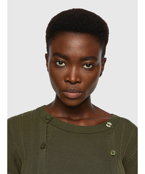 DIESEL（ディーゼル）の「レディース ドレス ワンピース リブ マキシ ボタンディテール（ワンピース・レディース・ブラック/レッド/カーキ・SMALL/MEDIUM/X-SMALL/LARGE）」の5枚目の写真