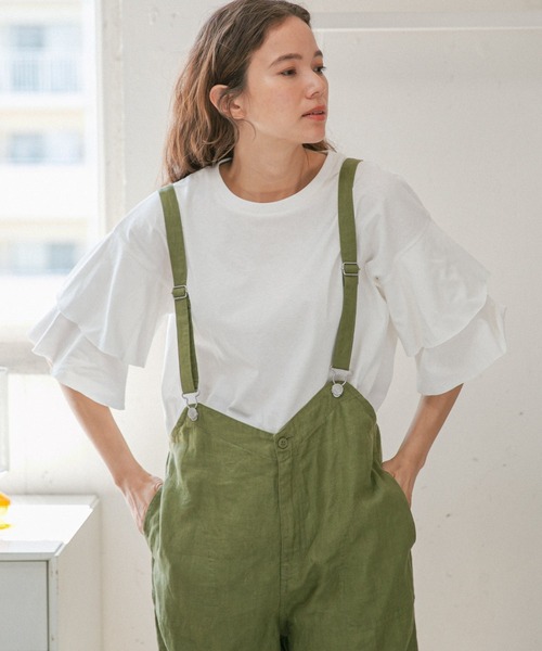 niko and...（ニコアンド）の「フリル袖レイヤープルオーバー（Tシャツ/カットソー・レディース・ブラック/オフホワイト/ブルー/ベージュ・MEDIUM/LARGE）」の2枚目の写真