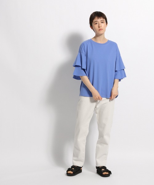 niko and...（ニコアンド）の「フリル袖レイヤープルオーバー（Tシャツ/カットソー・レディース・ブラック/オフホワイト/ブルー/ベージュ・MEDIUM/LARGE）」の8枚目の写真