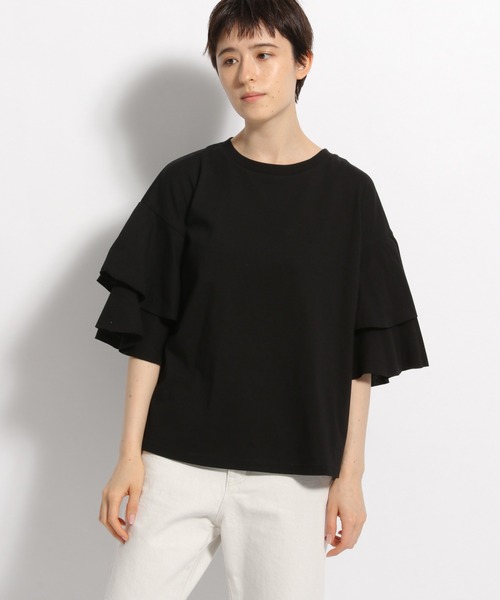 niko and...（ニコアンド）の「フリル袖レイヤープルオーバー（Tシャツ/カットソー・レディース・ブラック/オフホワイト/ブルー/ベージュ・MEDIUM/LARGE）」の11枚目の写真