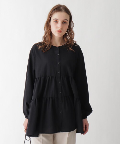 AG by aquagirl（エージーバイアクアガール）の「◆コットンティアードブラウス（シャツ/ブラウス・レディース・ブラック/オフホワイト/キャメル・38/36）」の3枚目の写真