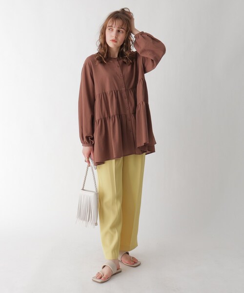 AG by aquagirl（エージーバイアクアガール）の「◆コットンティアードブラウス（シャツ/ブラウス・レディース・ブラック/オフホワイト/キャメル・38/36）」の6枚目の写真