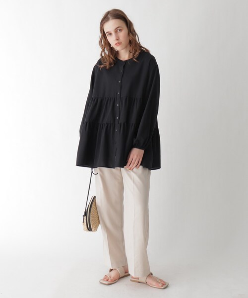 AG by aquagirl（エージーバイアクアガール）の「◆コットンティアードブラウス（シャツ/ブラウス・レディース・ブラック/オフホワイト/キャメル・38/36）」の8枚目の写真