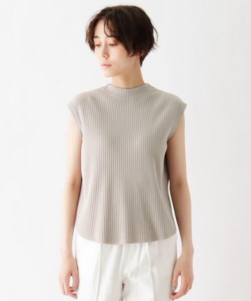 DRESKIP（ドレスキップ）の「◆オ－ガニックコットンノースリーブニット（ニット/セーター・レディース・グリーン/ライトグレー/オフホワイト/ネイビー・02/04/03）」の5枚目の写真