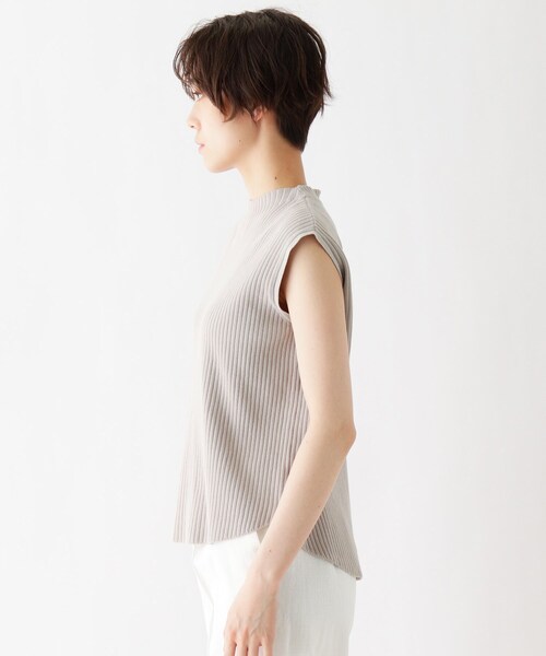 DRESKIP（ドレスキップ）の「◆オ－ガニックコットンノースリーブニット（ニット/セーター・レディース・グリーン/ライトグレー/オフホワイト/ネイビー・02/04/03）」の6枚目の写真