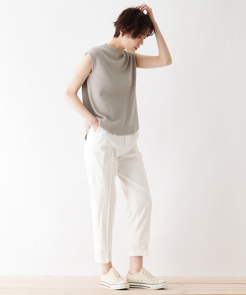 DRESKIP（ドレスキップ）の「◆オ－ガニックコットンノースリーブニット（ニット/セーター・レディース・グリーン/ライトグレー/オフホワイト/ネイビー・02/04/03）」の12枚目の写真