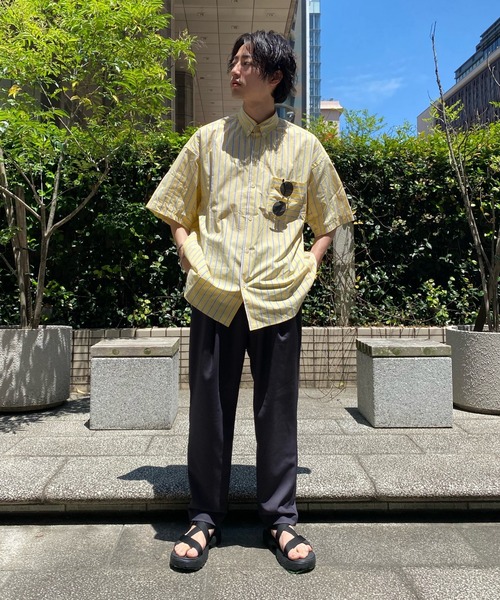 CIAOPANIC（チャオパニック）の「カラーストライプオーバーサイズボタンダウンシャツ（シャツ/ブラウス・メンズ・レッド/サックスブルー/イエロー・MEDIUM/LARGE）」の4枚目の写真