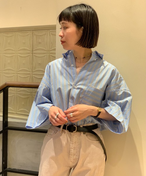 CIAOPANIC（チャオパニック）の「カラーストライプオーバーサイズボタンダウンシャツ（シャツ/ブラウス・メンズ・レッド/サックスブルー/イエロー・MEDIUM/LARGE）」の21枚目の写真