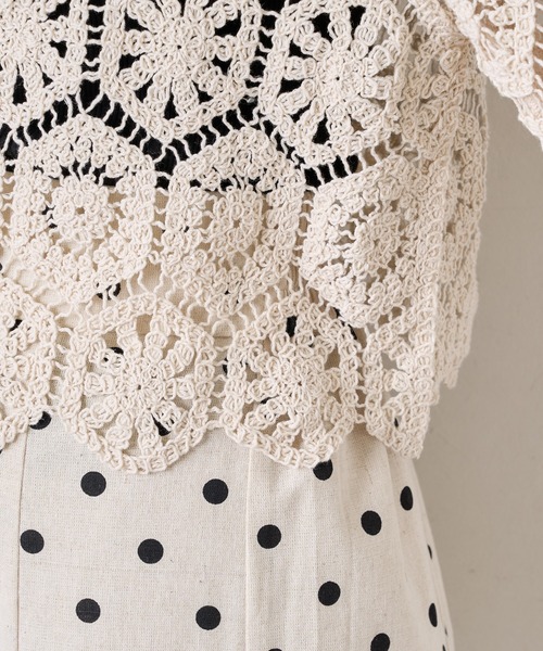 natural couture(ナチュラルクチュール)の「クロシェ風2WAYレースカーディガン(カーディガン/ボレロ・レディース・アイボリー/ミント・FREE)」の15枚目の写真