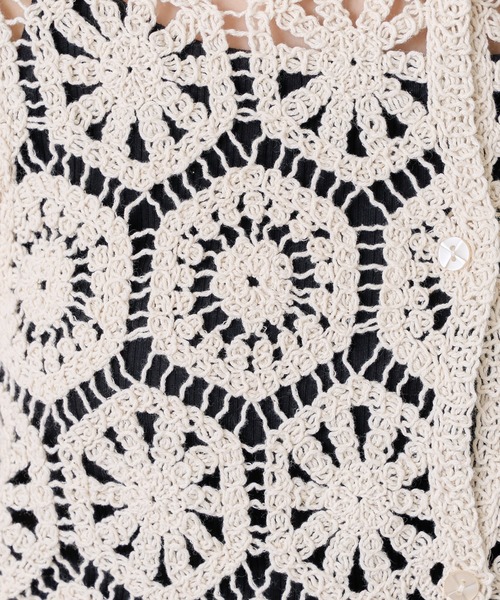 natural couture(ナチュラルクチュール)の「クロシェ風2WAYレースカーディガン(カーディガン/ボレロ・レディース・アイボリー/ミント・FREE)」の12枚目の写真