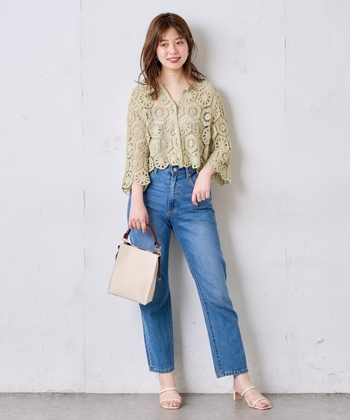 natural couture(ナチュラルクチュール)の「クロシェ風2WAYレースカーディガン(カーディガン/ボレロ・レディース・アイボリー/ミント・FREE)」の13枚目の写真