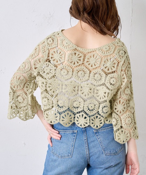 natural couture(ナチュラルクチュール)の「クロシェ風2WAYレースカーディガン(カーディガン/ボレロ・レディース・アイボリー/ミント・FREE)」の14枚目の写真