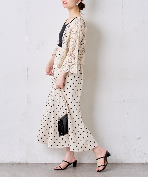 natural couture(ナチュラルクチュール)の「クロシェ風2WAYレースカーディガン(カーディガン/ボレロ・レディース・アイボリー/ミント・FREE)」の5枚目の写真