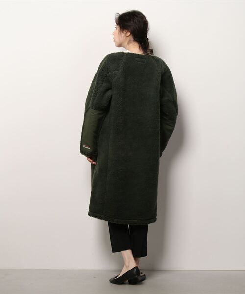 MANASTASH(マナスタッシュ)の「MANASTASH/マナスタッシュ W's MT. GORILLA LONG JKT '21 ウィメンズ マウントゴリラ ロングジャケット フリース(ノーカラーコート・レディース・ナチュラル/ブラック/ライトブラウン/オリーブ・MEDIUM)」の7枚目の写真