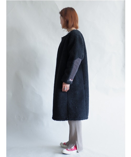 MANASTASH(マナスタッシュ)の「MANASTASH/マナスタッシュ W's MT. GORILLA LONG JKT '21 ウィメンズ マウントゴリラ ロングジャケット フリース(ノーカラーコート・レディース・ナチュラル/ブラック/ライトブラウン/オリーブ・MEDIUM)」の16枚目の写真